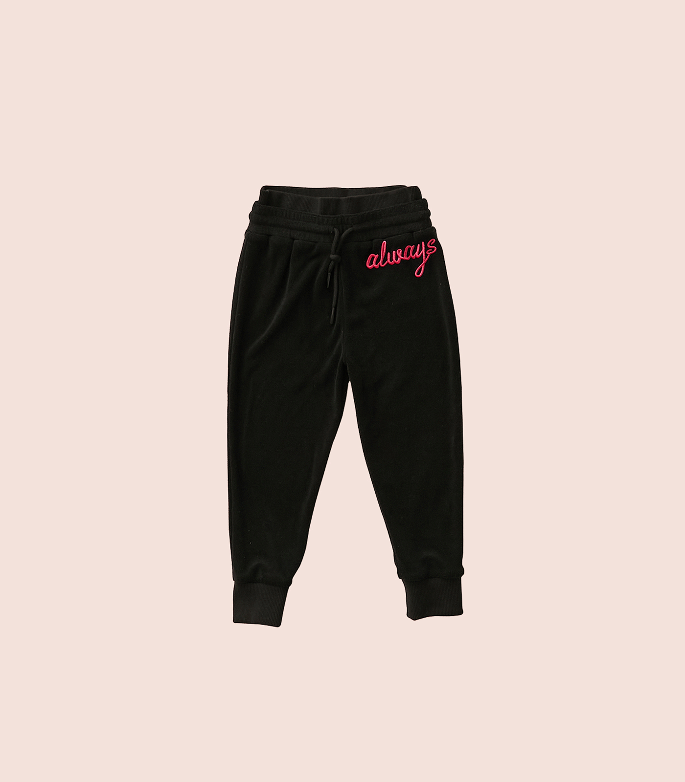 BLACK TERRY BOTTOM WITH EMBROIDERY | Kidsup.in